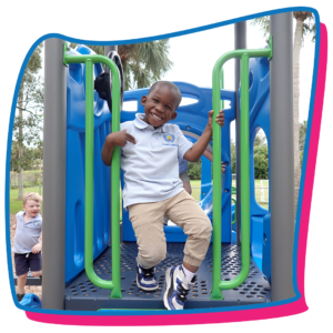 4-year-old boy playing in the jungle gym