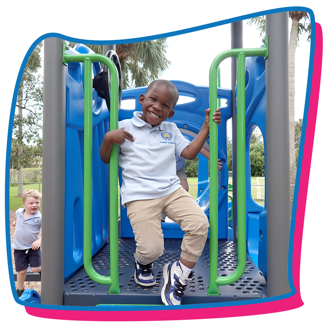 4-year-old boy playing in the jungle gym